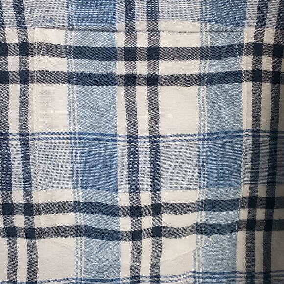 J. Crew Slim End-On-End Linen Blend Plaid Long Sleeve Button Down Shirt Sz Large - Picture 5 of 9